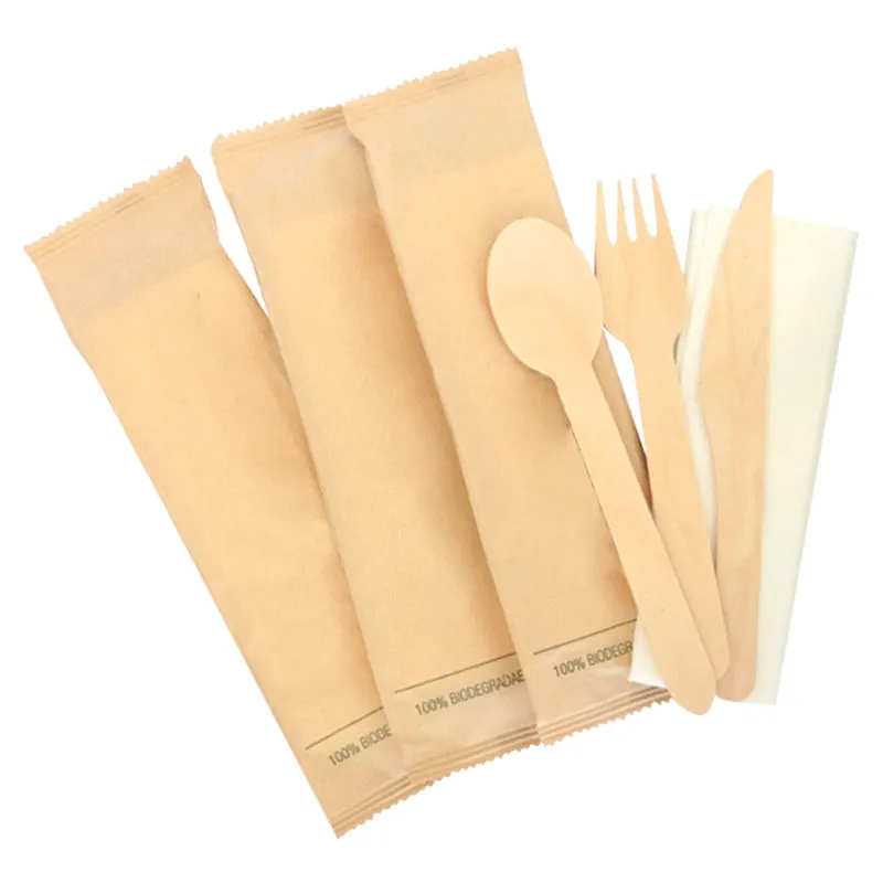 Disposable Mini Wooden Cutlery Set Wooden Fork Knife Set - Image 3