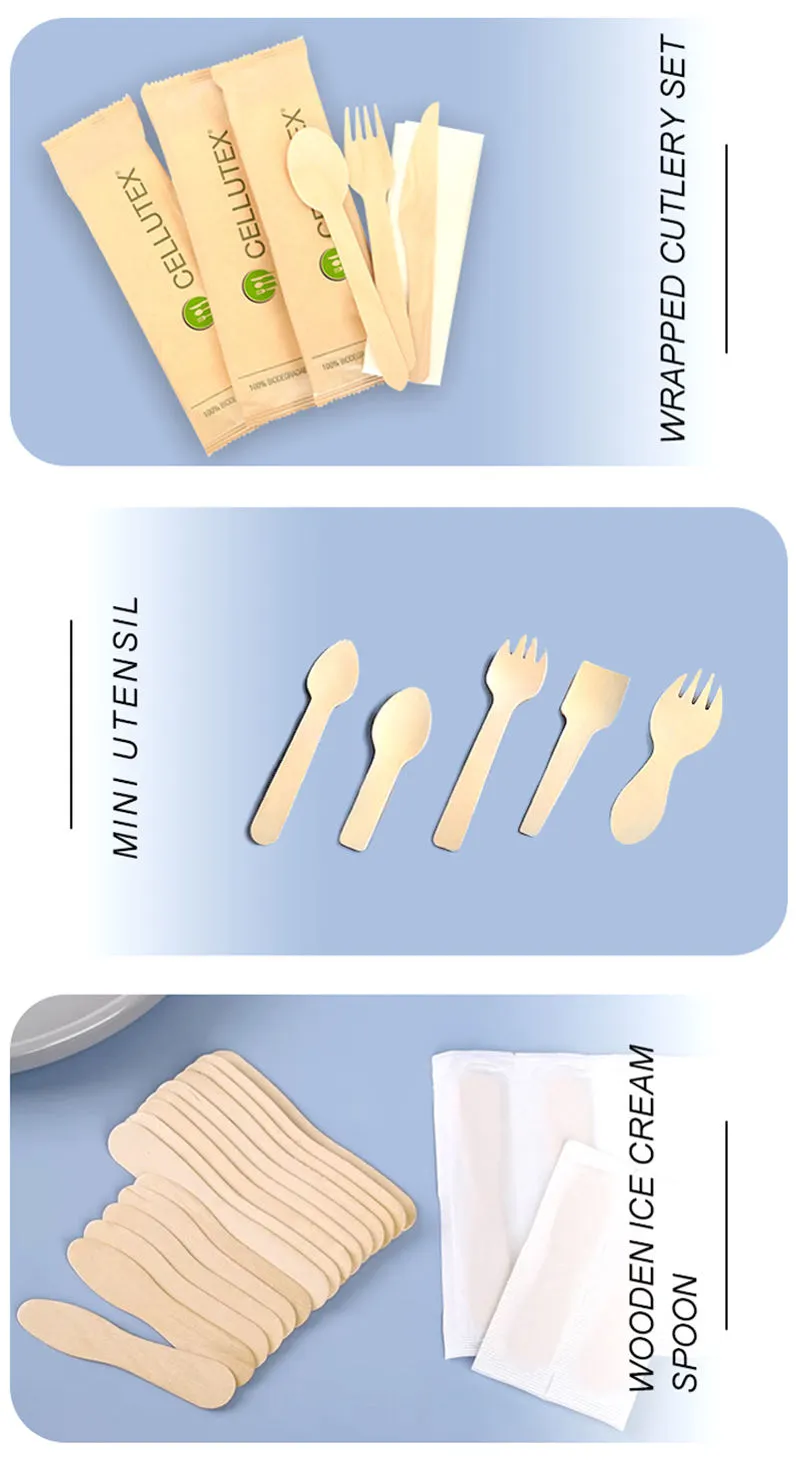 Disposable Mini Wooden Cutlery Set Wooden Fork Knife Set - Image 6