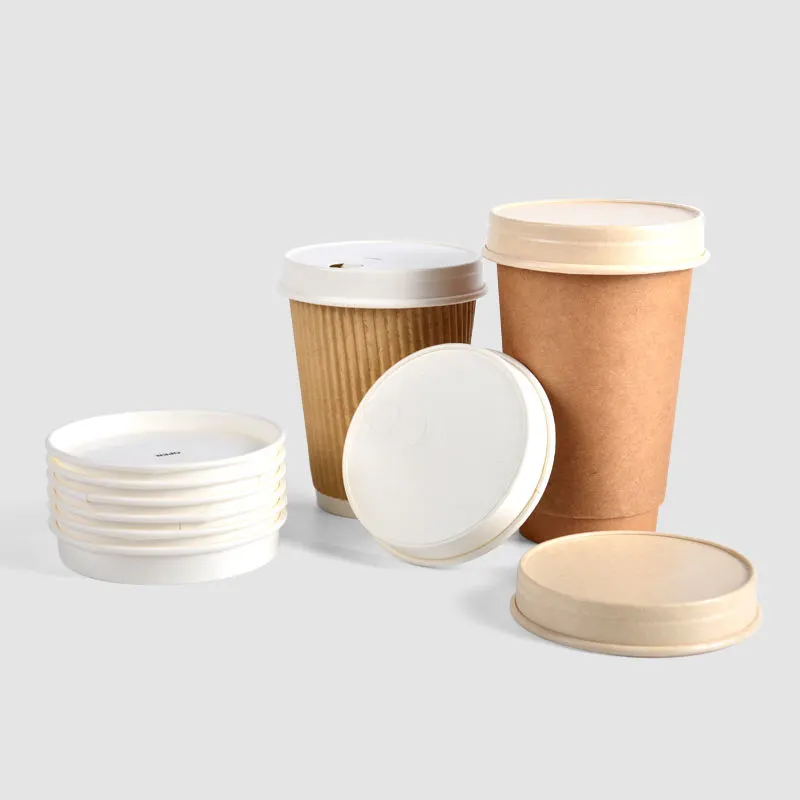 White Black Lids For Take Away Hot Drink Paper Cups