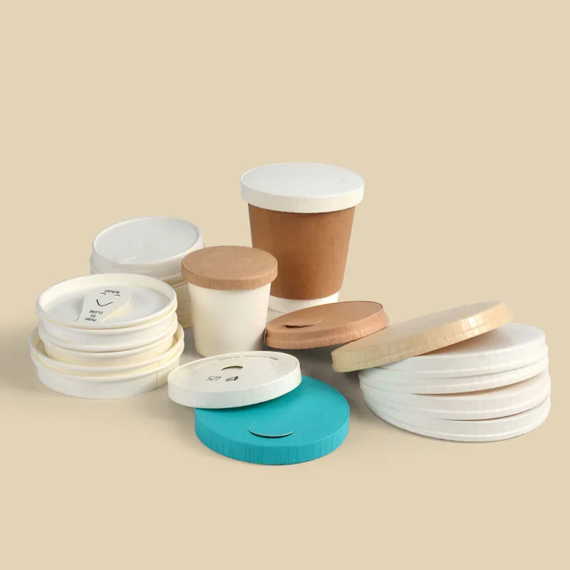 Disposable Recycled Tea Coffee Single Wall Paper Cups Lid