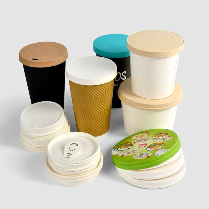 Wholesale Paper Lid For Custom Printed Disposable Kraft Paper Coffee Cups