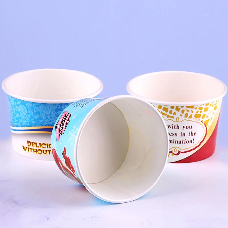 Eco Friendly Printed Logo Paper Ice Cream Cup Paper Gelato Bowl