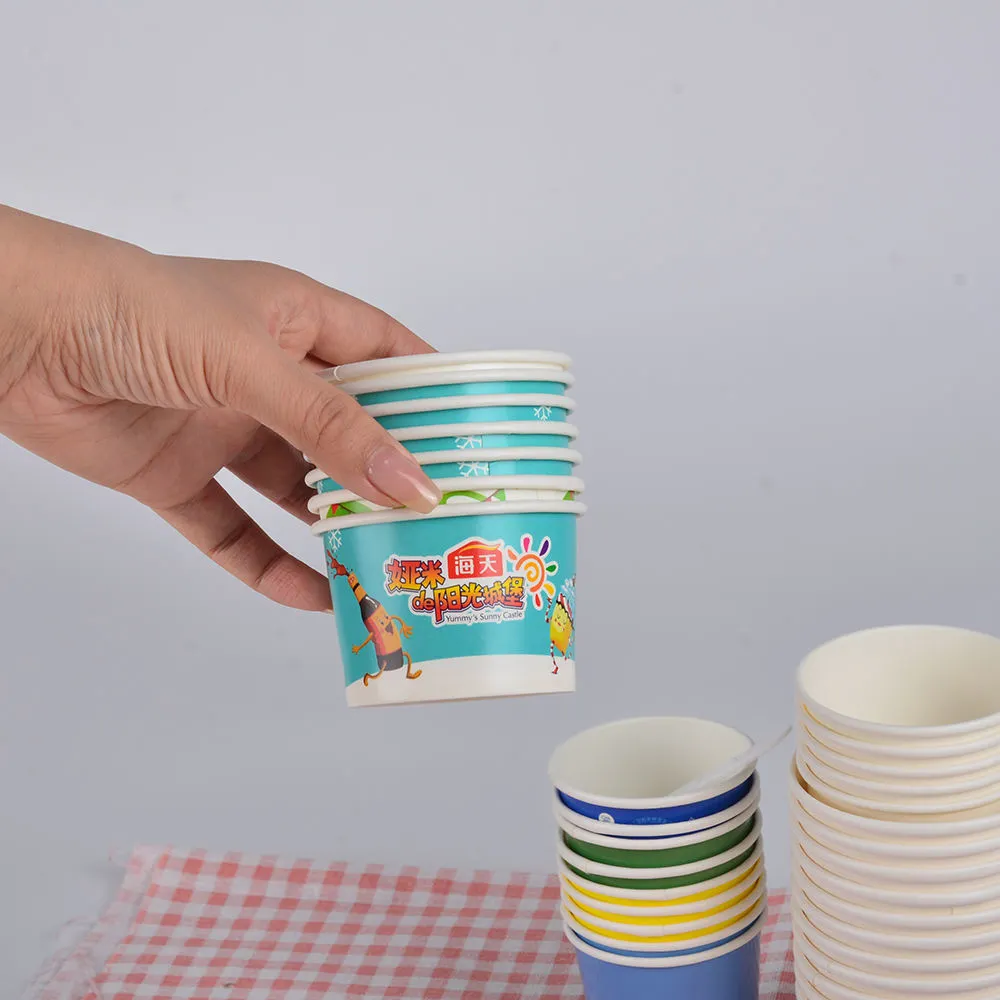 Eco Friendly Printed Logo Paper Ice Cream Cups with Lid - Image 6