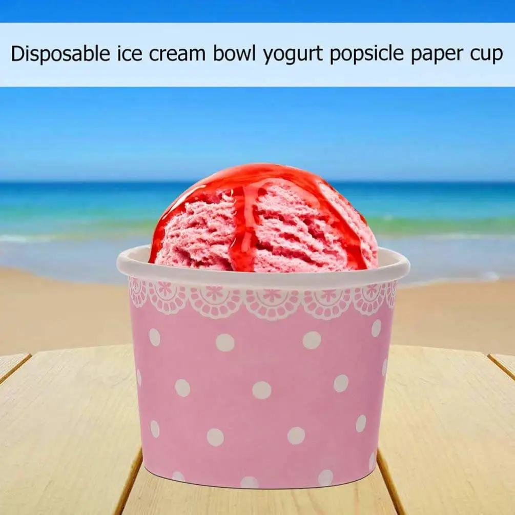 Eco Friendly Printed Logo Paper Ice Cream Cups with Lid - Image 7