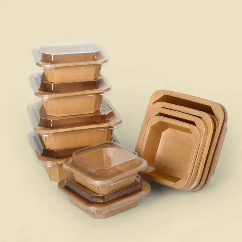 New Design Disposable Square Bottom Kraft Paper Bowl