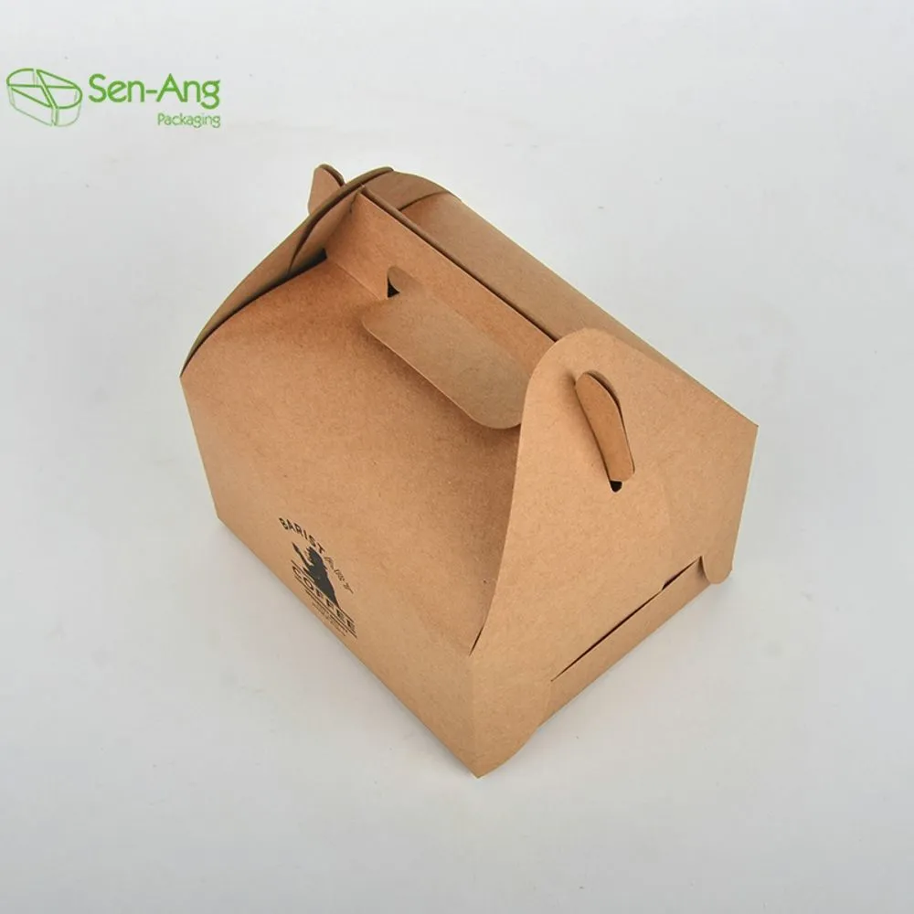 Custom Paper Packaging Gable Donut with Handle Food Cake Box